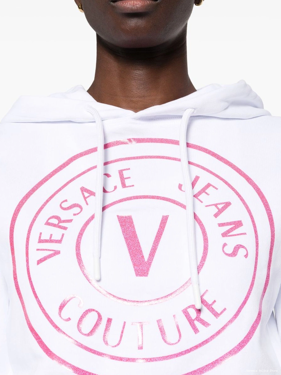 Cheap logo-print Women cropped Versace hoodie Couture Jeans 0703